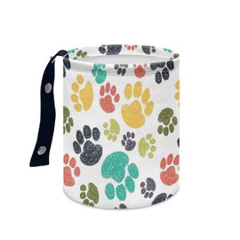 Panskyllis Dog Paw Car Rubbish Bin Portable Waste Basket Can Foldable Auto Waste Storasge Bag Holder with Adjustable Strap for Camping, Travelling, Picnic