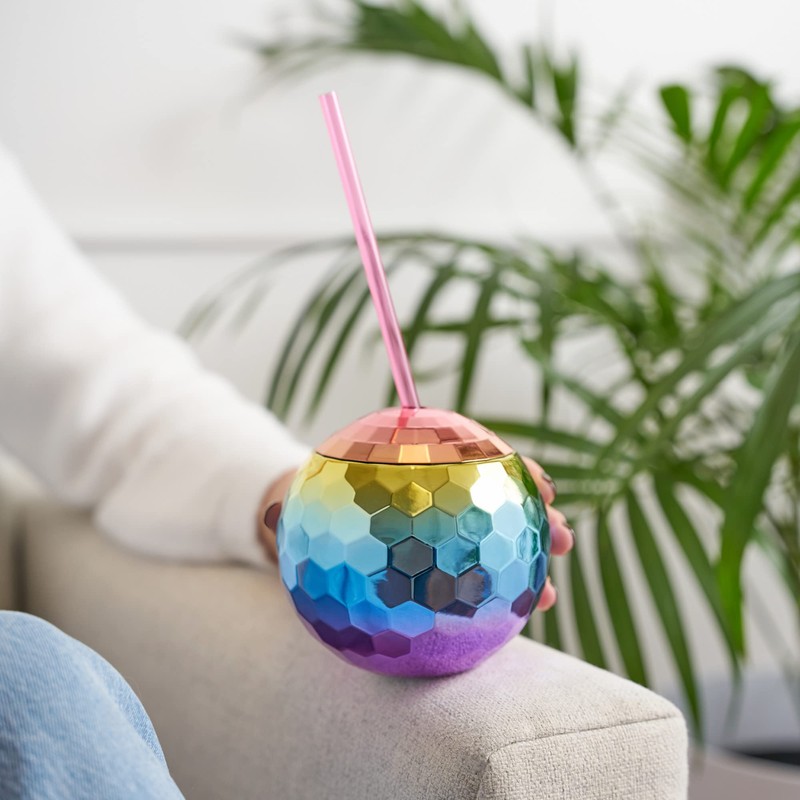 Blush 6286 Rainbow Disco Ball Tumbler, Multicolored