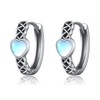 Celtic Huggie Hoop Earrings 925 Sterling Silver Moonstone Celtic Knot
