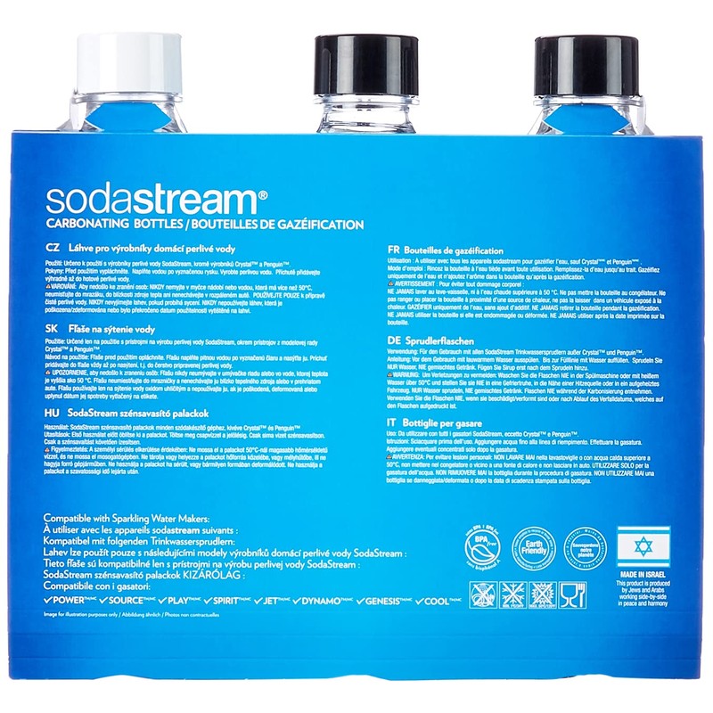 SodaStream 2260525 Wasserflasche, Kunstoff, multi, 3er Pack (3x1 Liter), 464