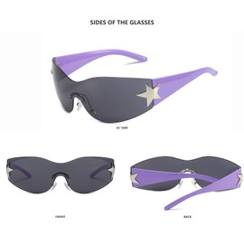 YUELUQU Y2K Sunglasses for Men and Women Futuristic Sunglasses Frameless Glasses Sunglasses Women Large, purple