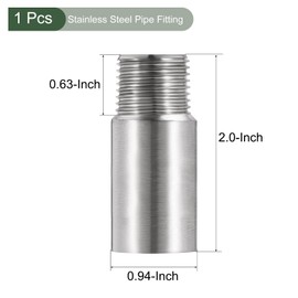 YOKIVE Shower Head Extension Arm, 1/2PT Male to 1/2PT Female Thread Cast Pipe Fitting Coupler, Great for Plumbing, Swimming Pool (Silver Tone, 50-mm)