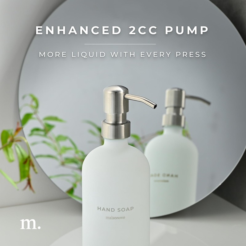 MaisoNovo Soap Dispenser 2-Piece Set | 16.9oz White Bottles with