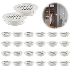 Pack of 24 Round Ventilation Grille 35 mm Ventilation Grille White Ventilation Grille Stainless Steel Ventilation Hole Ventilation Grille for Shoe Cabinets for Kitchen Cabinet Bookshelf and Wardrobe