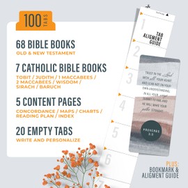 OFFILICIOUS Bible Book Tabs, 100 Gold-Foiled, Soft-Touch, Laminated Bible Tabs for Holy Bible, Protestant & Catholic Bible Tabs, Blue Bible Tabs for Women & Men