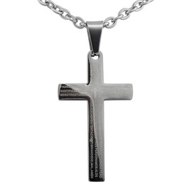 Hanessa Cross Necklace Stainless Steel Women/Men's Jewellery Jesus Christ Religion Blue/Gold/Black/Silver, Stainless Steel