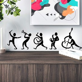 Music Band Wall Sticker Room Decor Living Room Mural Home Decoration Stickers Kitchen Vinyl Bedroom Wallpaper DIY Notes Removable Dance Quote Decal Musical Drum Print Poster Dancer Fridge Black