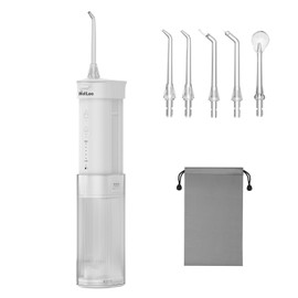 WellLeo Mini Water Flosser for Teeth,Travel Dental Flosser Picks, Portable Oral Irrigator with Telescopic Water Tank, 5 Modes IPX7 Waterproof Tooth Flosser for Brace, Sensitive Teeth, with Storage Bag