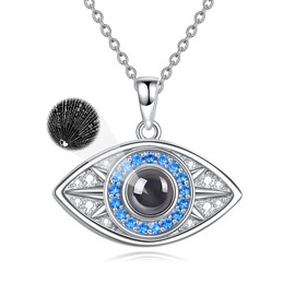 YFN Evil Eye Pendant Necklace for Women 925 Sterling Silver Greek Protection Jewellery Amulet Gift for Women Girls Boys, Sterling Silver