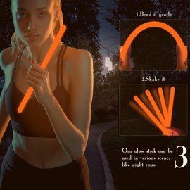 YOFOBU 12 PCS 14 Inch Industry Grade Glow Sticks Bulk Emergency Jumbo Light Sticks Glow in The Dark Bright Large Glow Sticks for Camping,Hiking,Hurricane, Earthquake, Survival Kit Accessories(Orange)
