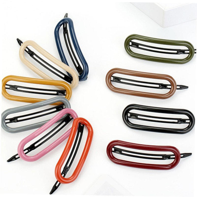 Ipetboom 10Pcs Simple Oval Hair Clips Durable Hairpins for Women