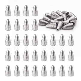 FREGITO 50pcs Fishing Weight Sinkers, Lead Worm Weights Fishing Sinkers for Bass Fishing Texas Rigs(2g)