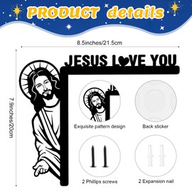 Blulu Creative Door Corner Decor 7.9 x 8.5 Inch Jesus Door Frame Metal Easter Window Sitter Bless This Home Window Decor for Home Cabinet Frame Corner Decoration Supplies(Funny)
