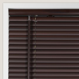 CALYX INTERIORS Room Darkening Vinyl Mini Blinds, Cordless, 1" Slat, 30.5" W x 60" H, Mahogany
