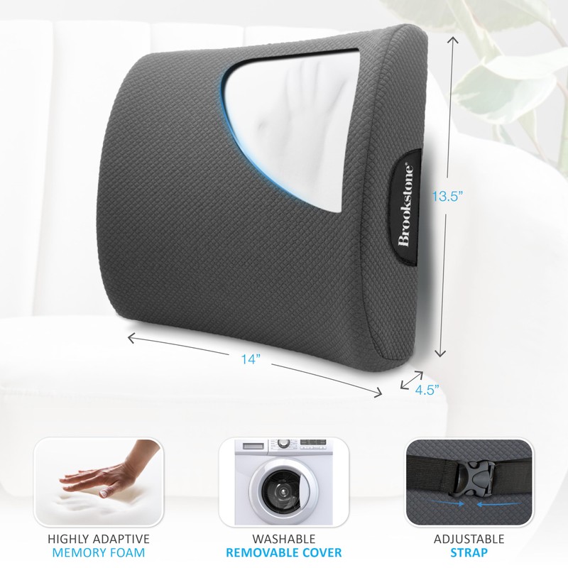 Brookstone - Luxurious Lumbar Support Pillow for Car or Office