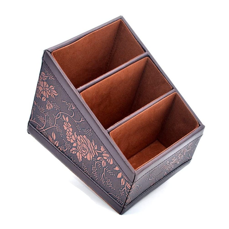 Medifier Elegant Leather Desk Stationery Organizer,Multi-Function Desk Storage Box for