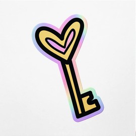 Holographic Decal Stickers of Love Key Premium Waterproof Vinyl Decal Stickers for Laptop Phone Accessory Helmet Car Window Mug Tuber Cup Door Wall Decoration NVCVER3g28681HO