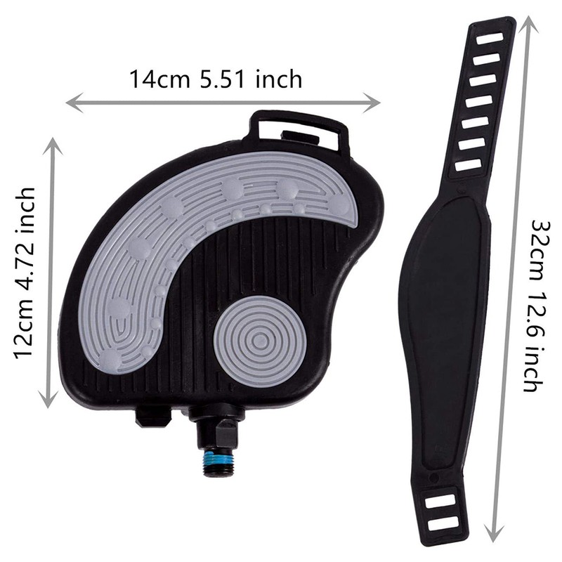 1 Pair Bike Pedals with Toe Clips Cages and Straps