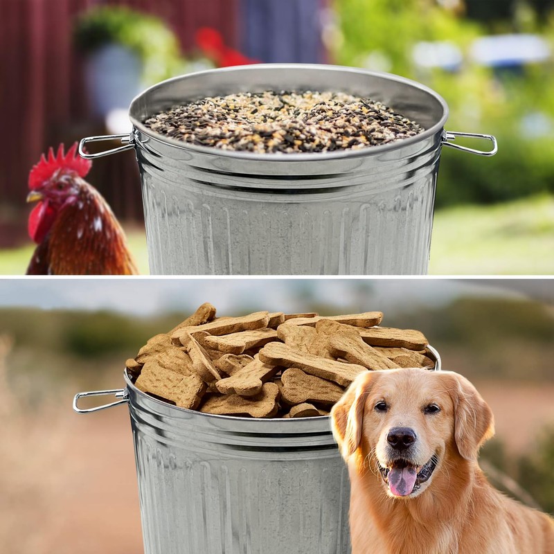 Plexon Metal Trash Can with Lid Outdoor 20 Gallon Galvanized