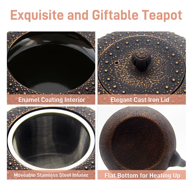 YJX 60.9oz Large Cast Iron Teapot for Stovetop Safe, 6