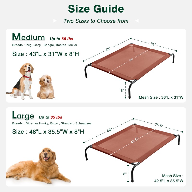 Love's cabin Elevated Cooling Dog Bed for Large Dogs, Portable