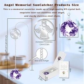 Memorial Gifts for Loss of Loved One,Unique Modern Grief Gift Idea Angel Crystall Sucatcher,Rainbow Bereavement Sympathy Gift for Loss of Mom Father Dad Daughter Son Friend Dog (Voilet)