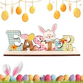 Generic Wooden Easter Bunny Tabletop Sign, Funny Indoor Home Decor for Fireplace, Wall, Desktop