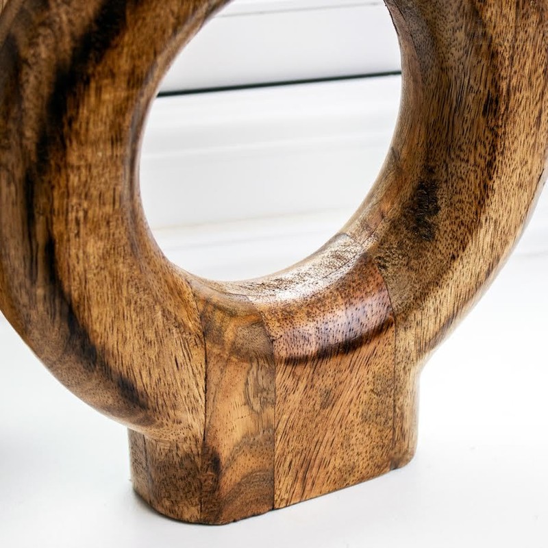 Round Donut Vase Mango Wood Rustic Country Flower Bud Decorative
