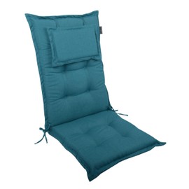 LILENO HOME MAR Garden Chair Cushions in Petrol [Set of 1 - High-Back] - Comfortable Loungers as Seat Cushions for Garden Furniture - Chair Cushion for Garden Chairs and Folding Chairs