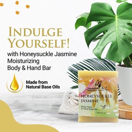 Sunshine & K Handmade Soaps Honeysuckle Jasmine - Body & Hand Soap Bar, Handmade Bath Soap, Moisturizing Bar Soap With Beeswax, Rice Bran Oil, & Natural Base Oils, Soap Bars, 5 oz - Sunshine & K Handmade Soaps