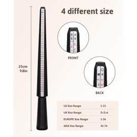 Meowoo Ring Sizer Uk Measurement Scales Kit Tools for Measuring Rings Diameters (Black)