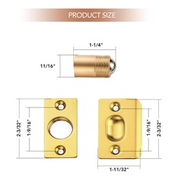 Ravinte Adjustable Ball Door Catch, Closet Ball Bearing Door Latch, Solid Brass Body & Stainless Steel Strike Plate, 6 Pack, Gold