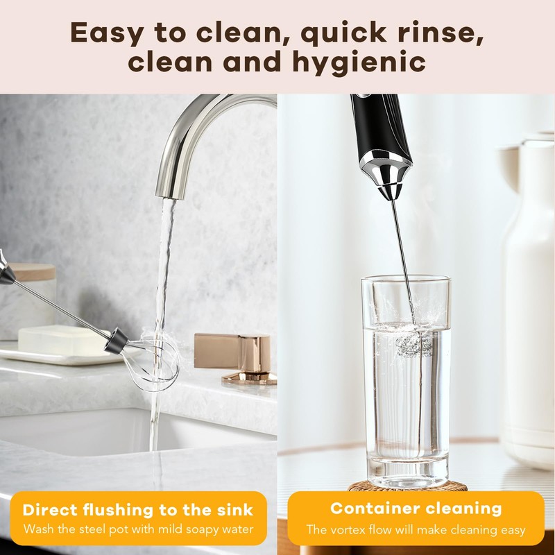 Milk Frother Handheld Rechargeable with Stand Frother Wand Foam Maker