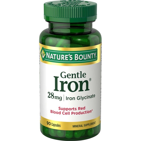 Nature's Bounty Gentle Iron 28 mg 90 Capsules (Pack of 3)