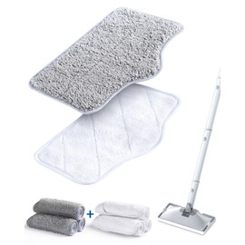 LABIGO Steam Mop Replacement Pads - 6 Pack Machine Washable Microfiber Cloths, Reusable Cleaning Pads