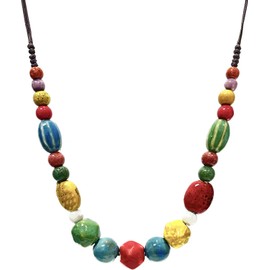 Ceramic Chunky Beaded Necklaces for Women Statement Vintage Native American Jewelry Colorful Hippie Fashion Bohemian Long Necklace for Women Ladies Dressy Summer Beach Holiday Trendy Accessory