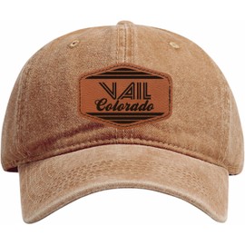 R and R Imports Vail Colorado City Retro Souvenir Dad Hat Unisex Soft Baseball Cap with Engraved Leather Patch Coffee