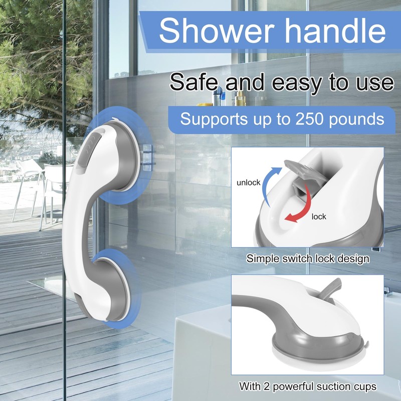 2Pcs Anti-Slip Shower Grab Bar - Sturdy Bathtub Safety Handle