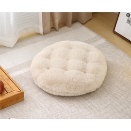 Volple Large Floor Pillow Meditation Cushion Round Floor Cushions for Adults,Luxury Faux Fur Thick Floor Pillows for Sitting Put in Living Room Balcony Outdoor Tatami（Beige）