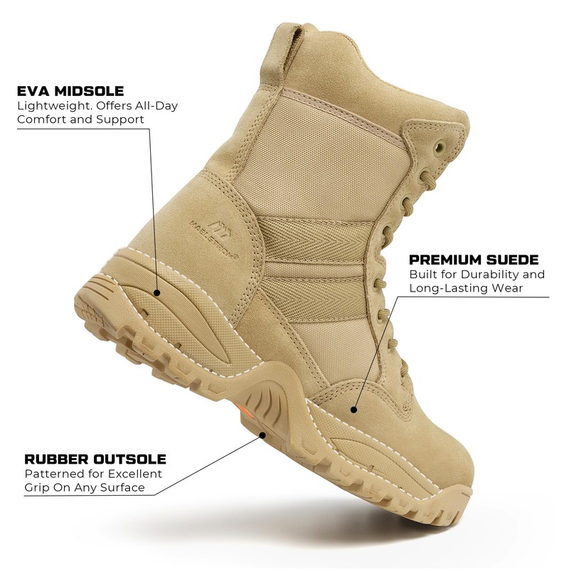 Maelstrom Tactical Combat Boots - Mens Lightweight Full Grain Leather