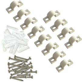 Wire Shelf Loop Clips 12Pcs Shelf Clips with Screws Expansion Tubes for Wire Shelving – White