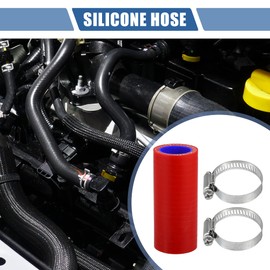 X AUTOHAUX 1 Set 22mm 0.87" ID 76mm 2.99" Length 0 Degree Red Blue Car Silicone Hose with Clamps Coolant Hose Universal