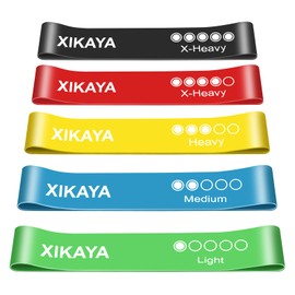 XIKAYA Fitness Bands [Set of 5] Resistance Bands with 5 Levels, Fitness Band Resistance, with Training Instructions and Colour Box Packaging, Gymnastics Band for Muscle Building, Yoga
