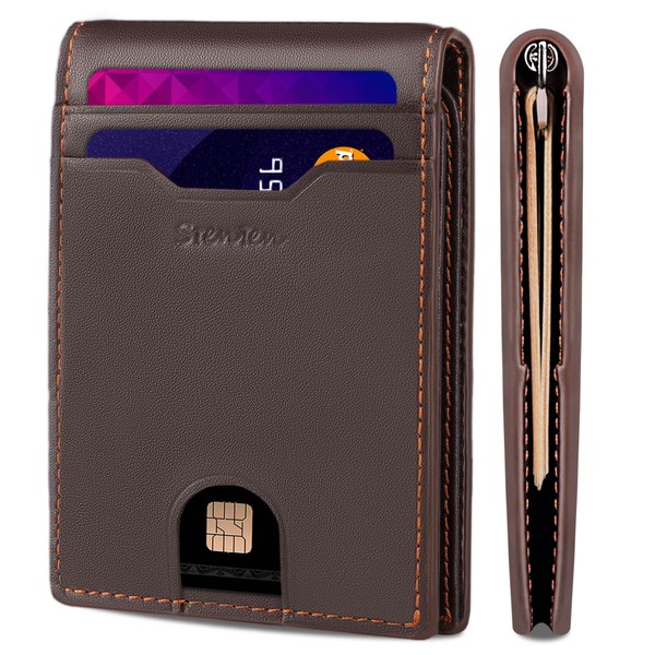 Sienien Wallet for Men Slim Minimalist Genuine Leather With Money