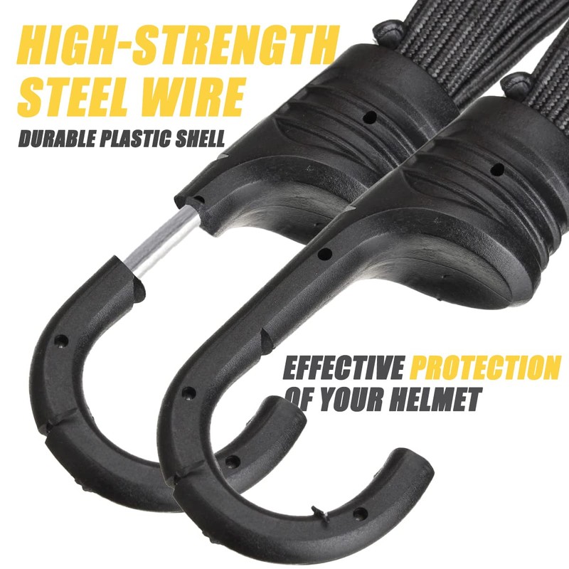 2 Pcs Motorcycle Helmet Rope High Retractable Black Luggage Helmet
