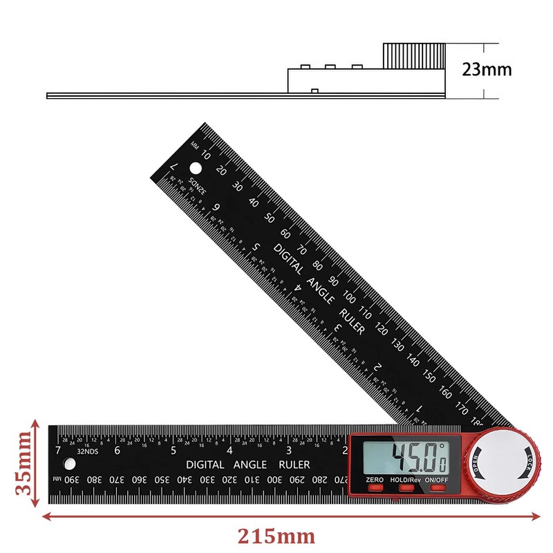 Digital Angle Finder Ruler Protractor, Stainless Steel Digital Angle Finder