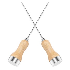 Glavatrix 2 Pieces Ice Picks for Breaking Ice Stainless Steel with Wooden Handle Ice Pick for Kitchen Restaurant Bar Home Breaking Icepick Bartender Ice Pick Tool