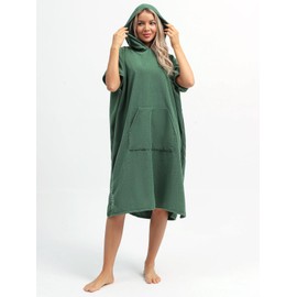Eunzel Surf Poncho Changing Robe with Hood for Men & Women, Absorbent Quick Dry Microfiber Wetsuit Changing Towel with Pocket for Surfing, Beach, Swim & Outdoor Sports, Army Green