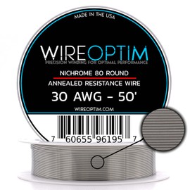 WIREOPTIM - 30 AWG - Nichrome 80 Resistance Wire - 50 Feet
