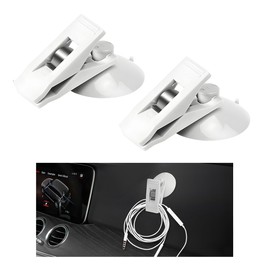 Wevdn 2 PCS Suction Cup Card Bill Clip, Sun Shade Reusable Advertising Clip with Suction Cup, Multiple Purpose Suction Cup Fixed Cloth Clip Ticket Paper Clamp for Car Office Home (White)